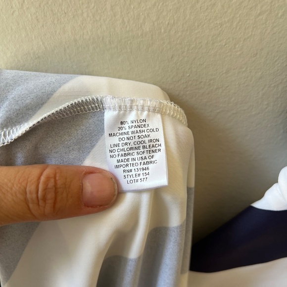 Jude Connally Sz M Stretch Long Maxi Dress Nautical Navy White Striped V Neck - Picture 7 of 7